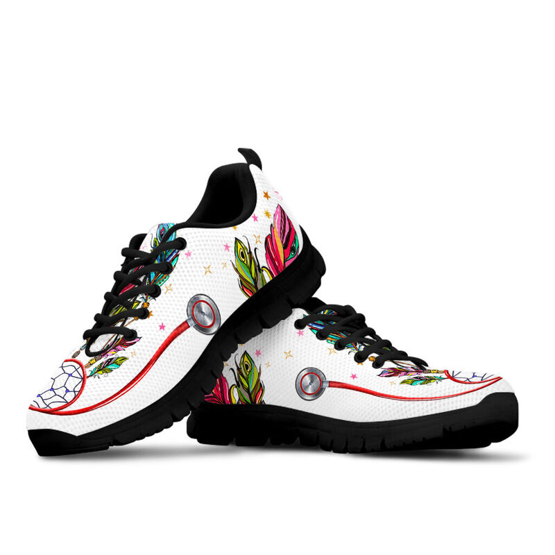 Nurse Dreamcatcher Black Soles Sneakers, Running Shoes, Shoes For Women, Shoes For Men, Cust- Love Sneakers