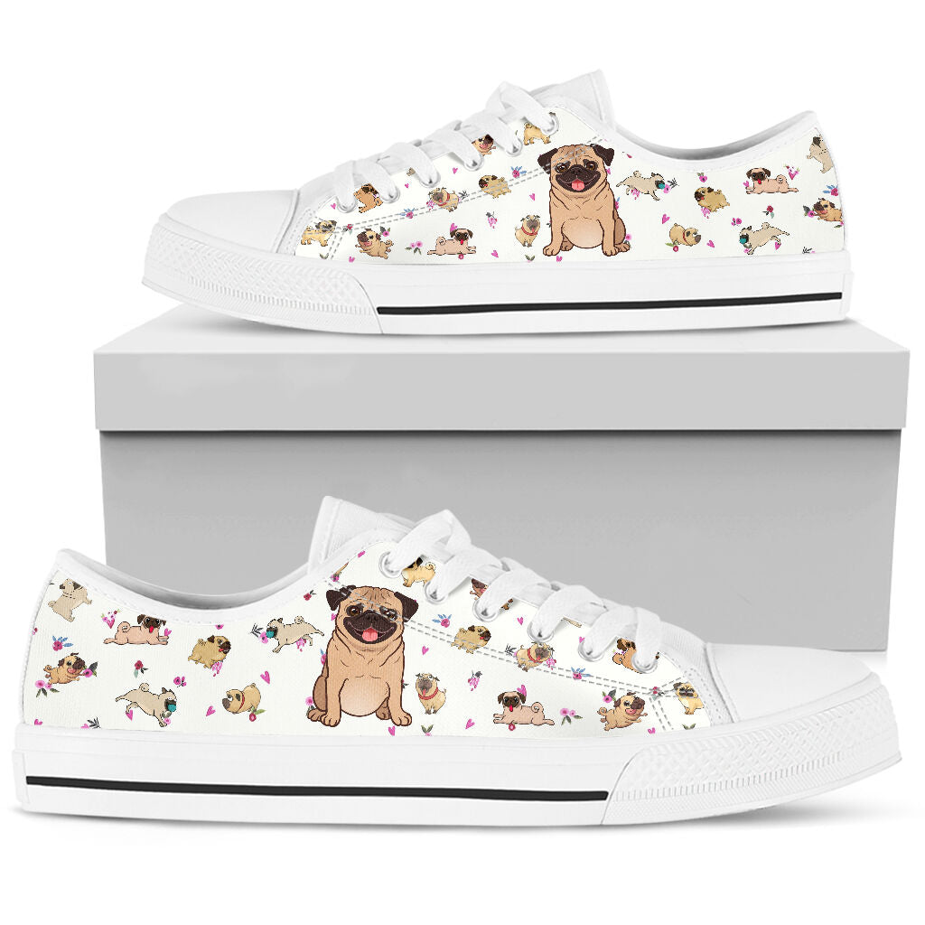 Pug Pattern Pug Low Top Shoe - Love Love Top Shoes