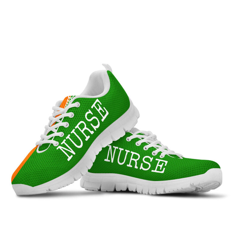 Nurse- Love Green Orange Sneakers, Running Shoes, Shoes For Women, Shoes For Men, Custom Sh- Love Sneakers