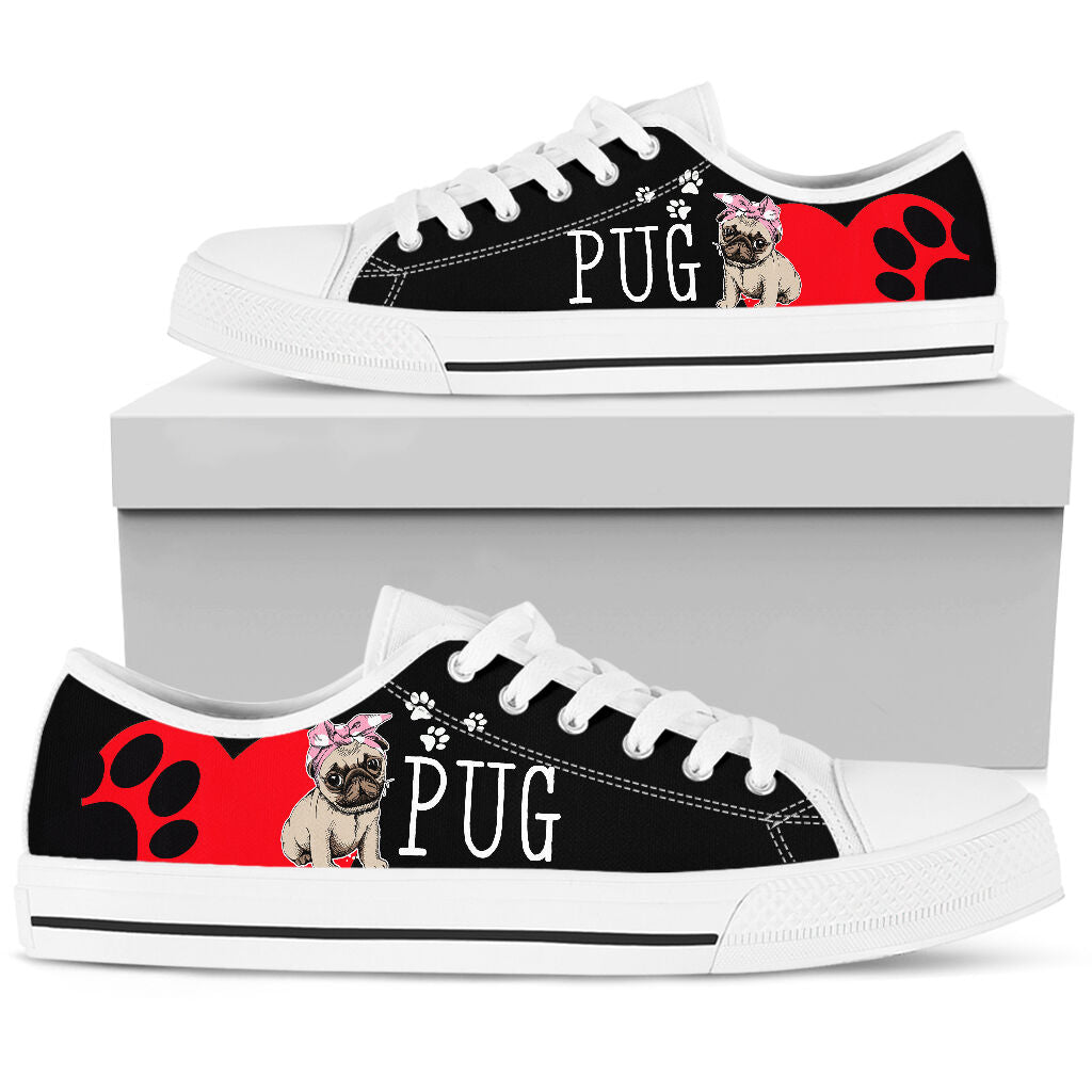 Pug Heart - Low Top Shoe - Love Love Top Shoes