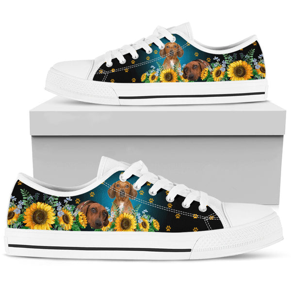 Dachshund Sunflower - Low Top Shoe - Love Love Top Shoes