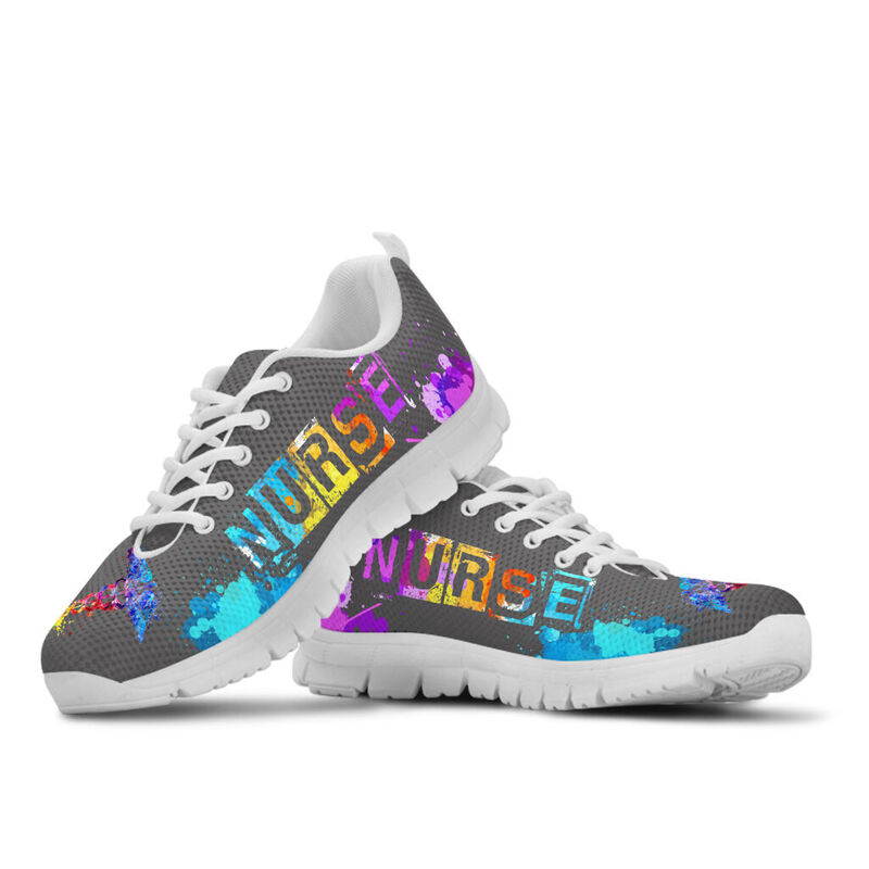 Nurse Love Art Grey Kd Sneakers, Running Shoes, Shoes For Women, Shoes For Men, Custom Shoes- Love Sneakers