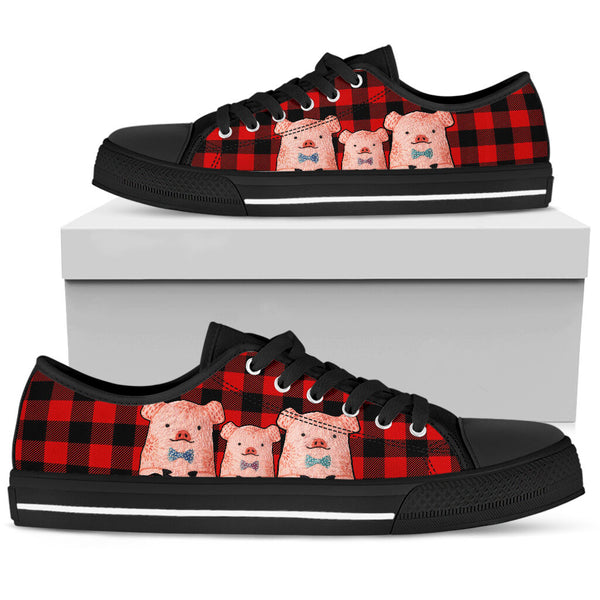 Pig Cute Caro Red Low Top Shoes