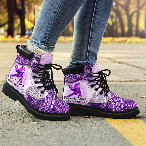 Pancreatic Cancer - Vintage Mandala Asboot Sky - Love All Season Boots