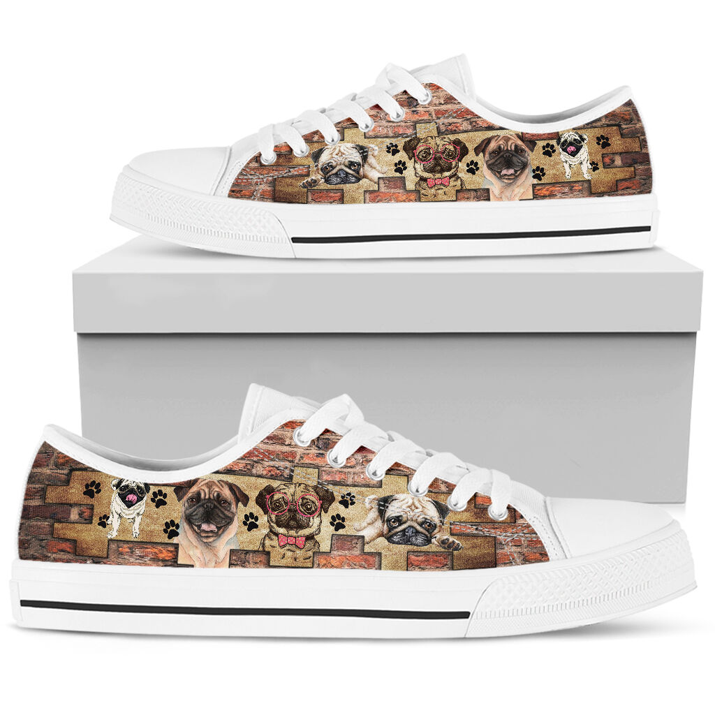 Pug Brick Wall - Low TopShoe - Love Love Top Shoes