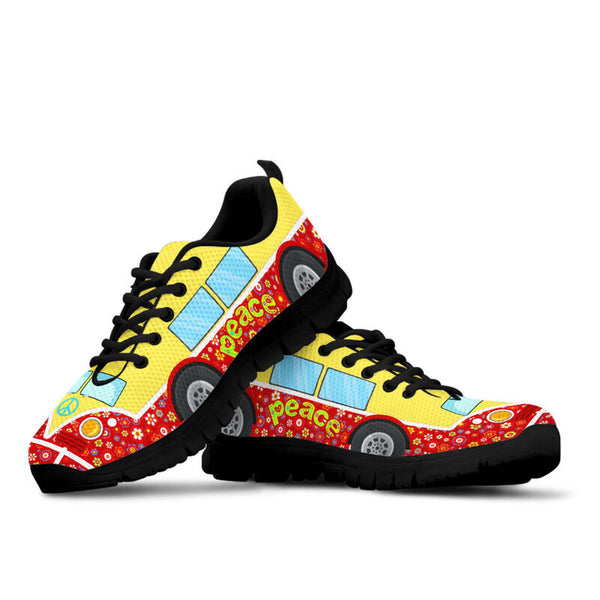 Hippie Bus Flower Shoes Sneakers, Runni- Love Sneakers