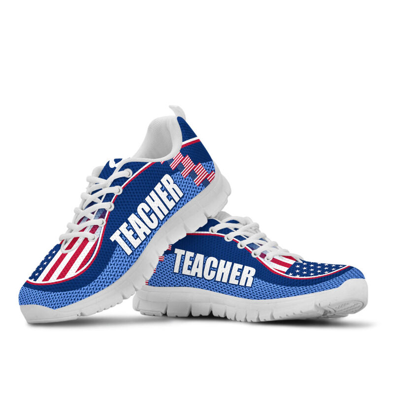 Teacher America Flag Cl Shoes Sneakers, Running Shoes, Shoes For Women, Shoes For Men, Cust- Love Sneakers