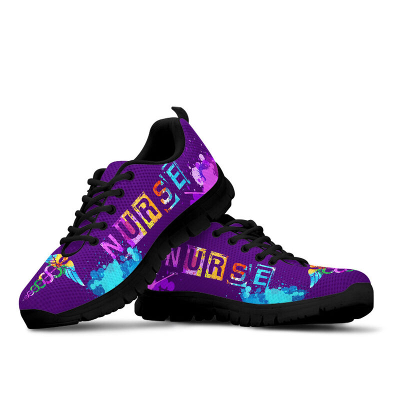 Love Nurse- Purple Sneakers, Running Shoes, Shoes For Women, Shoes For Men, Custom Shoes, L- Love Sneakers