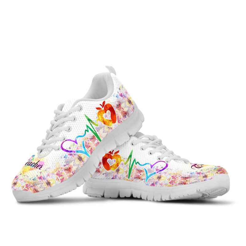 Teacher Hb Flower Art Shoes Sneakers, Running Shoes, Shoes For Women, Shoes For Men, Custom - Love Sneakers