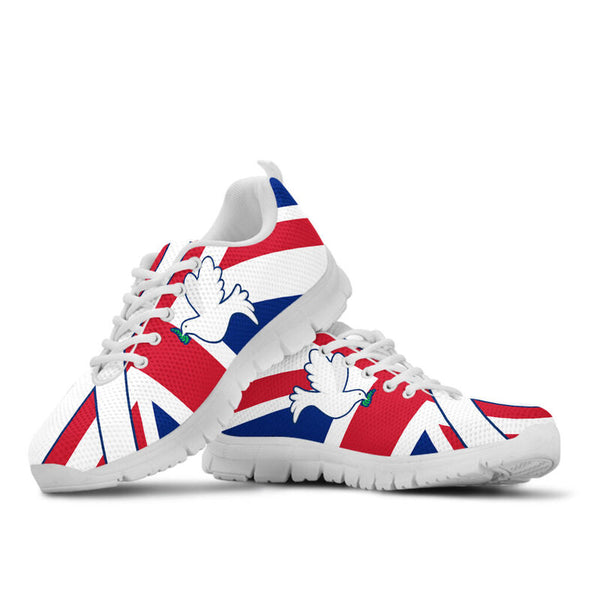 Uk Flag Peace Sneakers, Runni- Love Sneakers