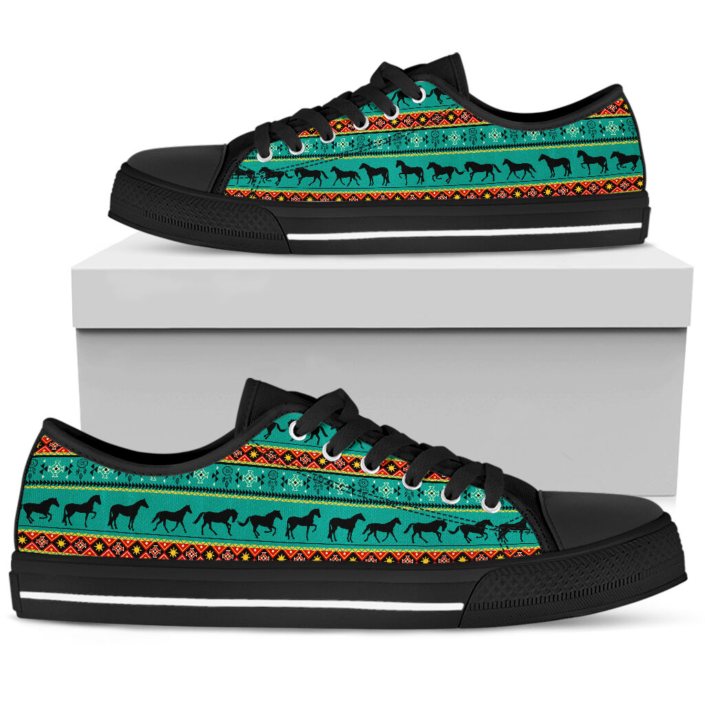 Horse Turquoise Low Top  Shoes