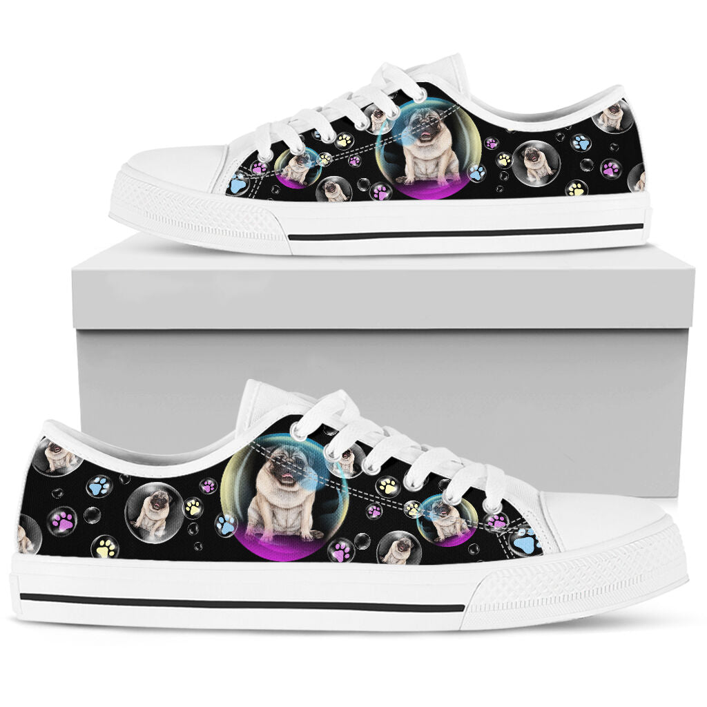 Pug Fly On Bubble - Low Top Shoe - Love Love Top Shoes