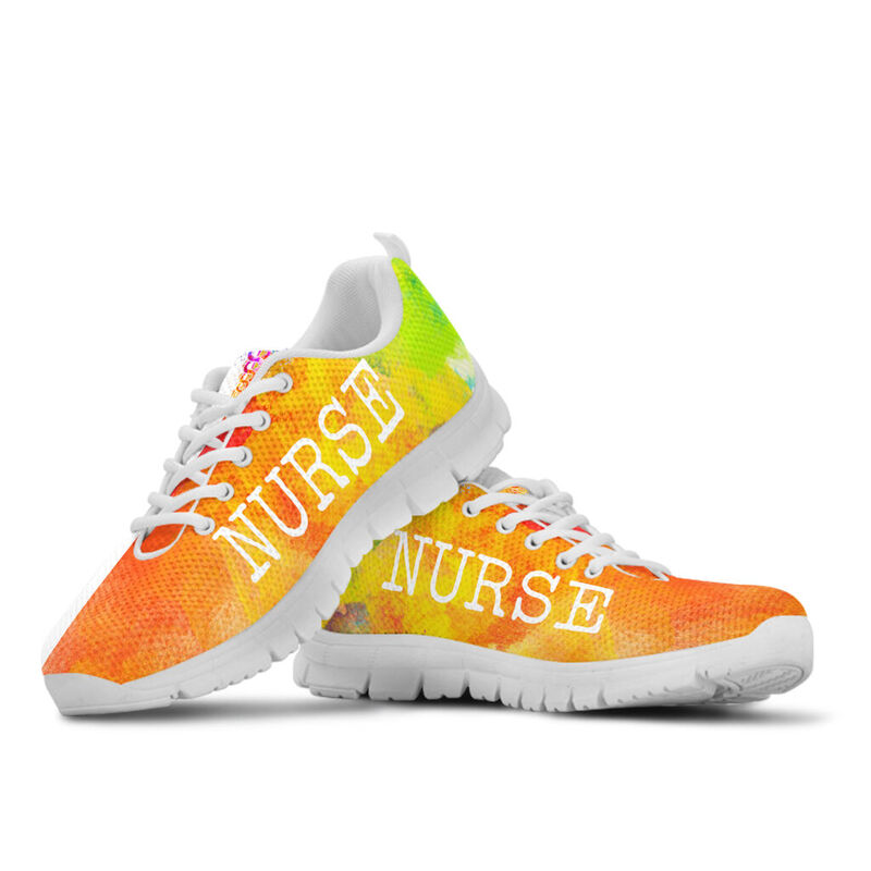 Nurse- Love Water Color Sneakers, Running Shoes, Shoes For Women, Shoes For Men, Custom Shoe- Love Sneakers