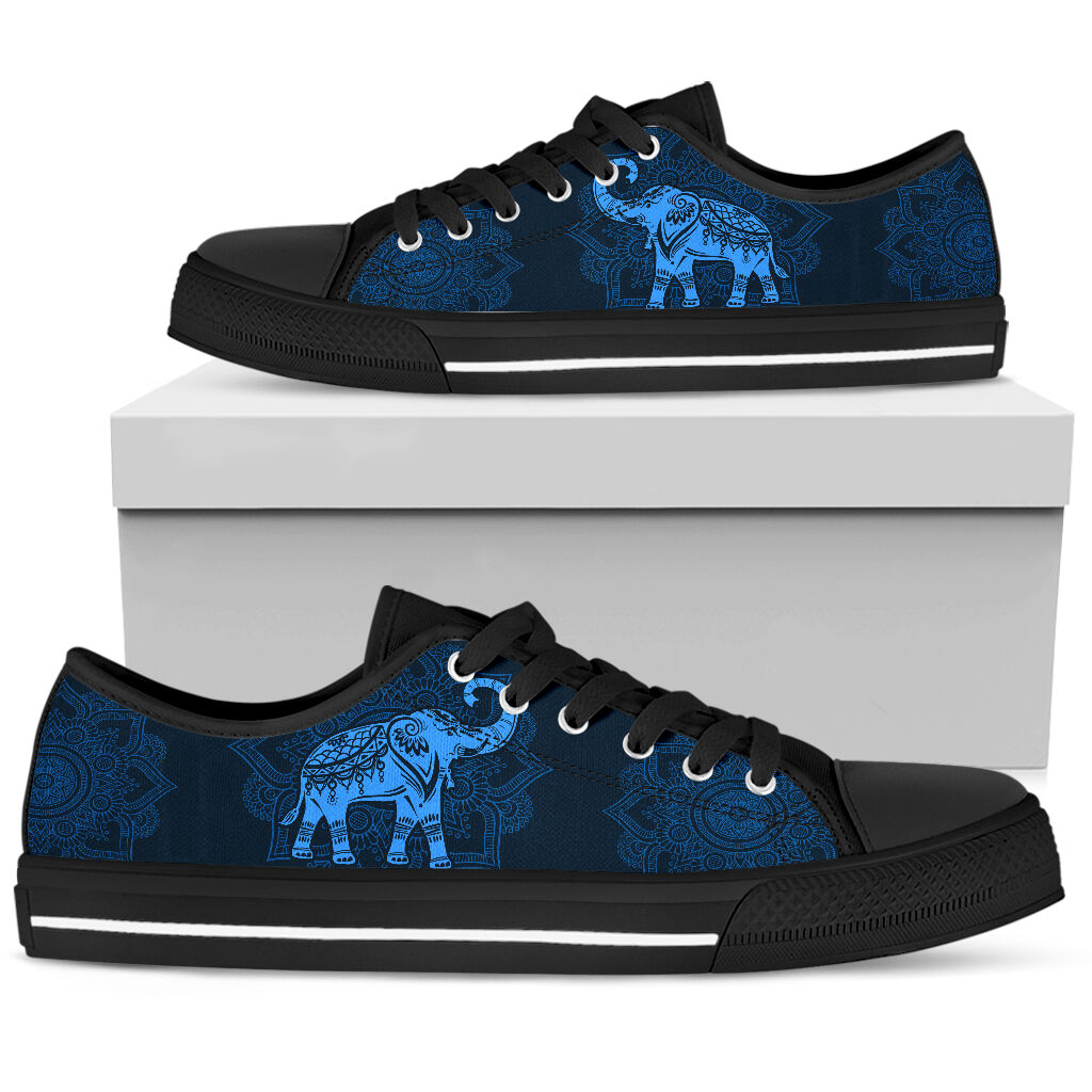 Elephant Mandala Low Top  Blue Shoes