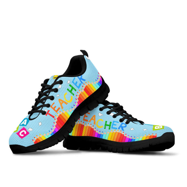 Teacher Abc Blue Sole Black Sneakers, Running Shoes, Shoes For Women, Shoes For Men, Custom - Love Sneakers