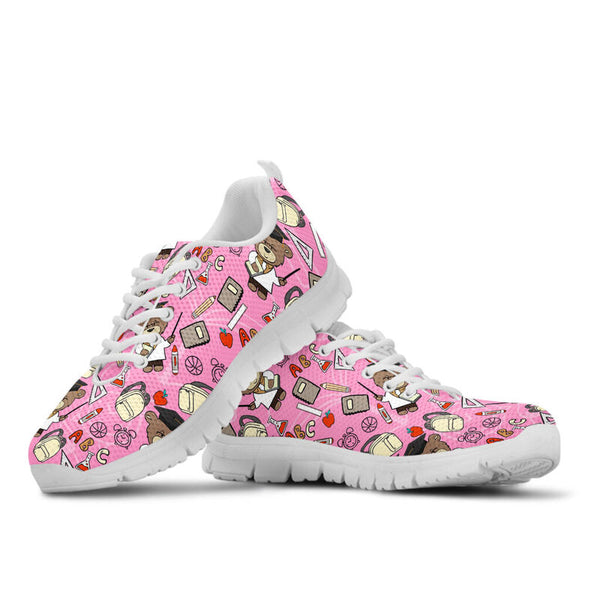 Teddy Bear Teacher Pink Shoes Sneakers, Runni- Love Sneakers