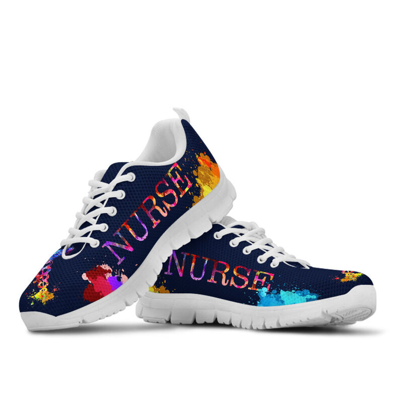 Nurse Heartbeat Watercolors 2 Sneakers, Running Shoes, Shoes For Women, Shoes For Men, Cust- Love Sneakers