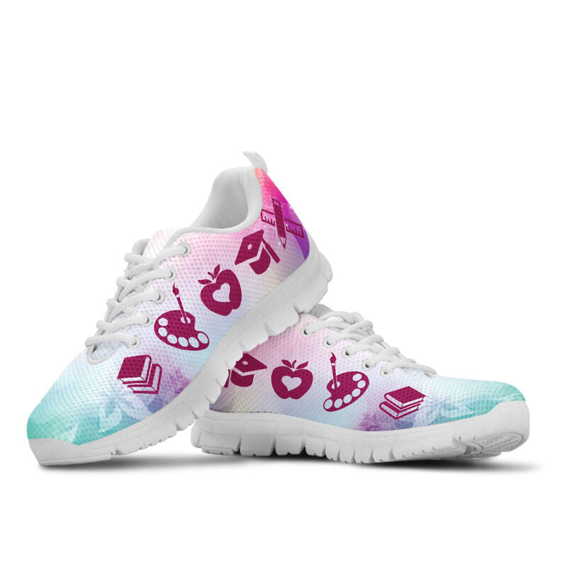 Teacher Flower Vector Sneakers, Running Shoes, Shoes For Women, Shoes For Men, Custom Shoes,- Love Sneakers