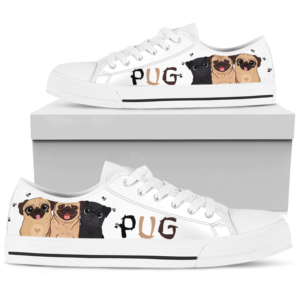 Pug Cartoon - Low Top Shoe - Love Love Top Shoes