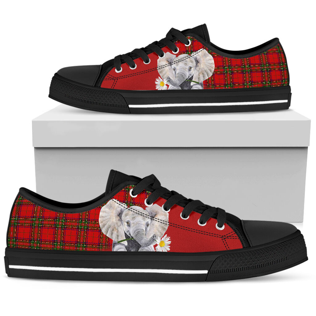 Elephant Red Plaid Low Top  Shoes