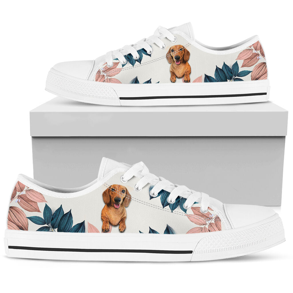 Dachshund Flower Pink - Low Top Shoe - Love Love Top Shoes