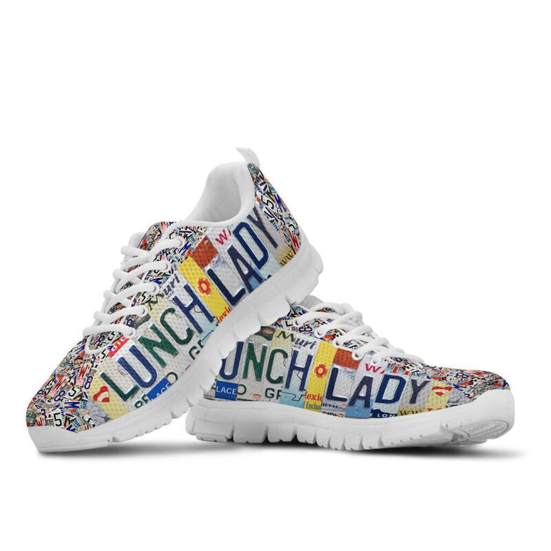 Lunch Lady License Plates Sneakers, Running Shoes, Shoes For Women, Shoes For Men, Custom Sh- Love Sneakers