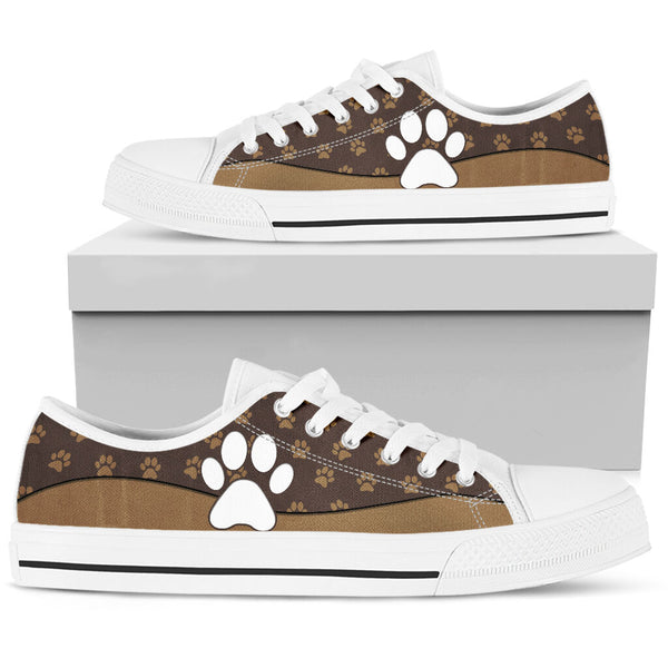 Dog Paw Brown Pattern - Low TopShoe - Love Love Top Shoes