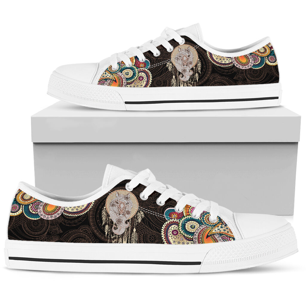 Horse Henna Paisley Low Top White Sole Shoes