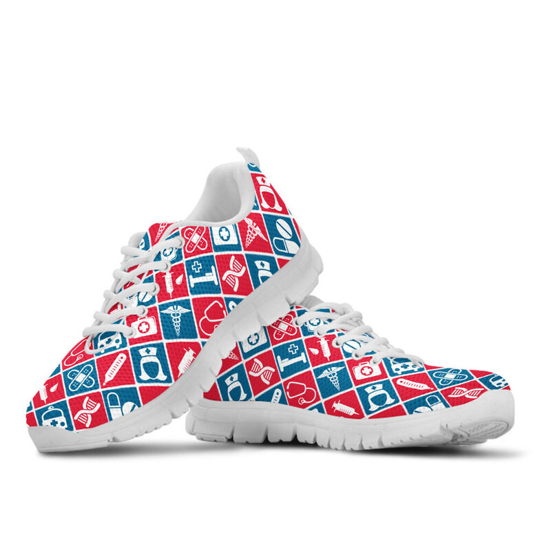 Nurse Pattern Red Blue Shoes Sneakers, Running Shoes, Shoes For Women, Shoes For Men, Custo- Love Sneakers
