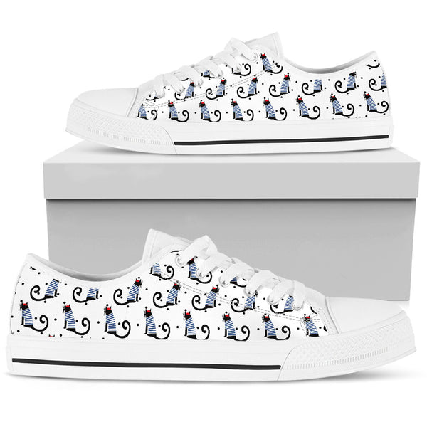 Cat French Style Seamless Pattern Low Top Shoes