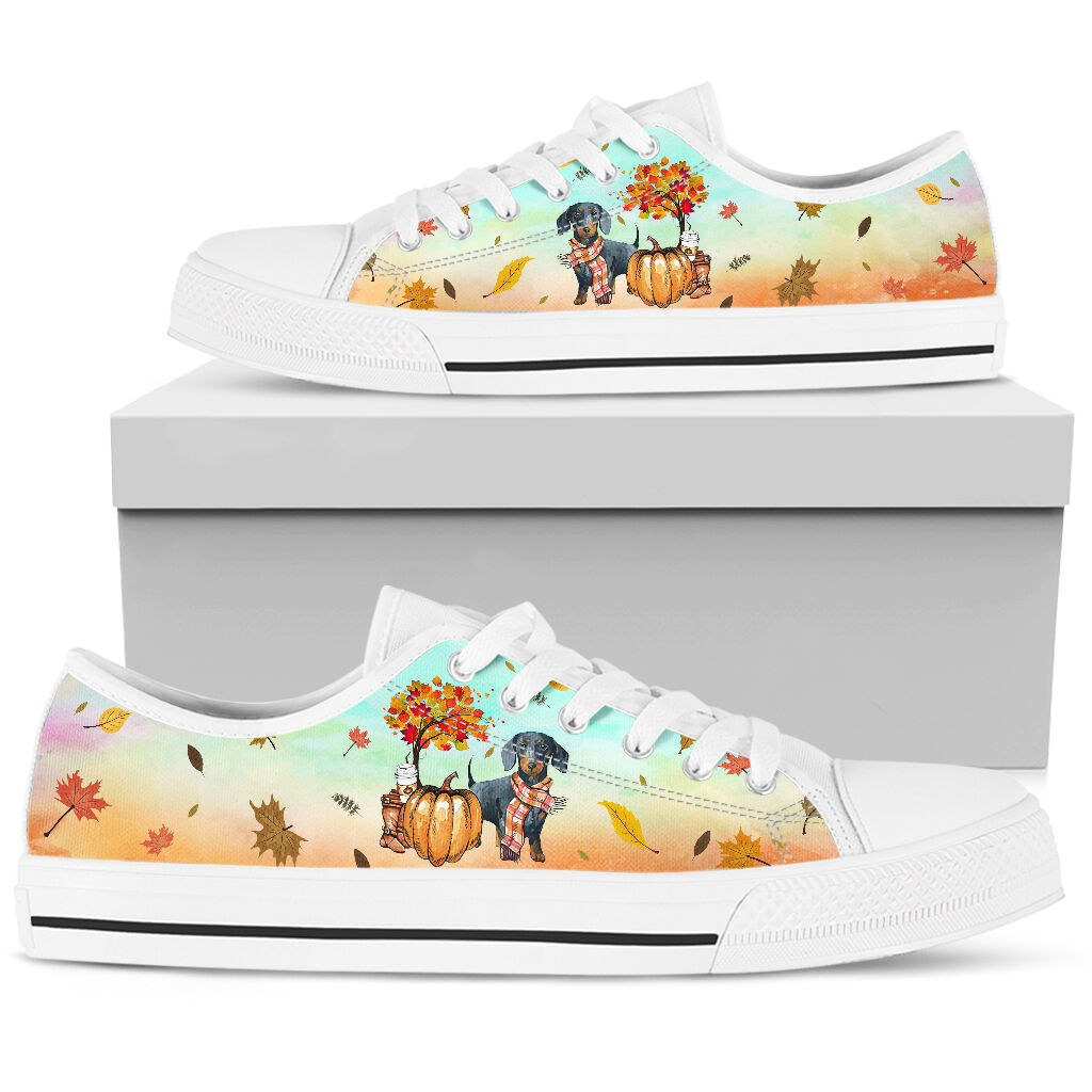 Dachshund And Autumn Set - Low Top Shoe - Love Low Top Shoes