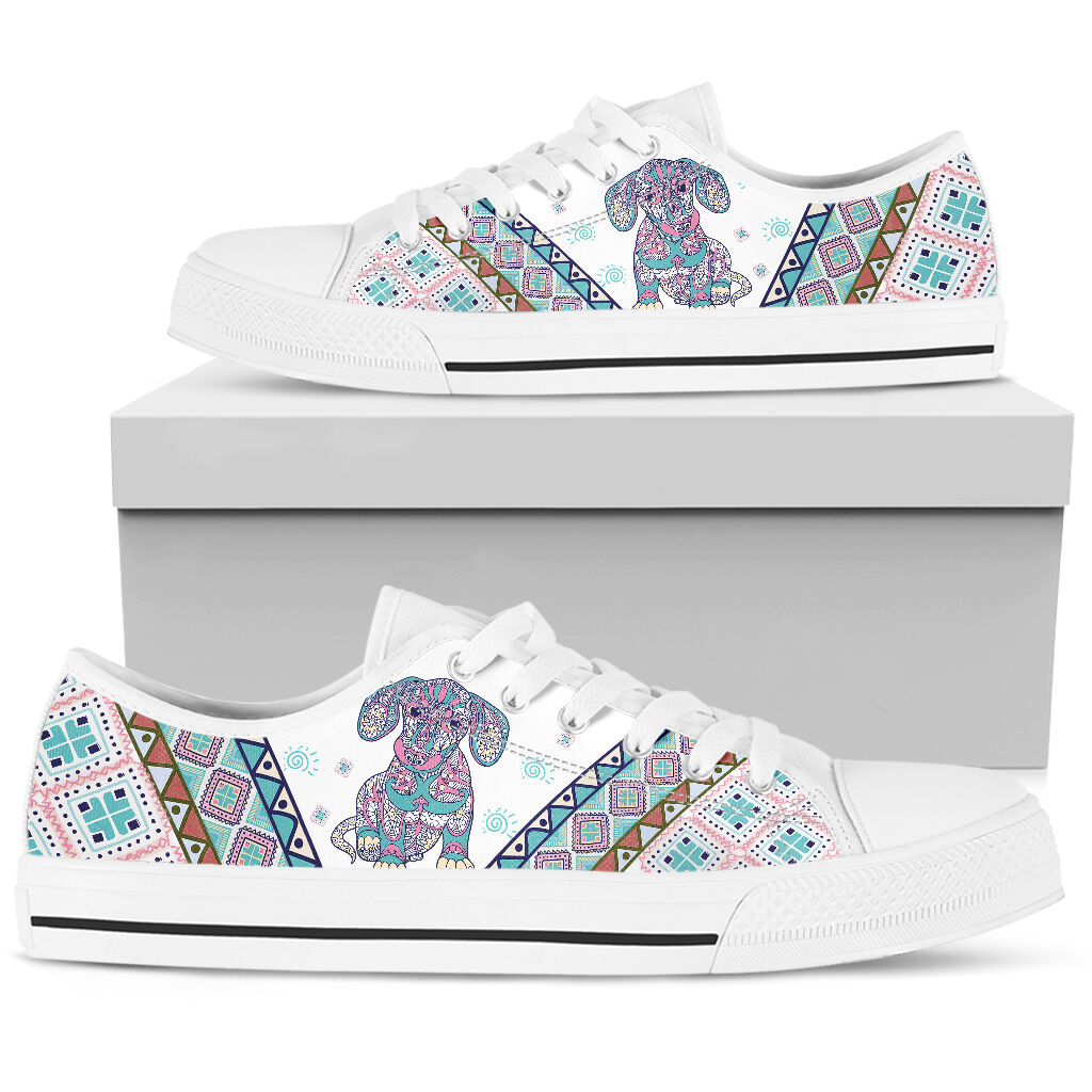 Dachshund Boho Floral - Low Top Shoe - Love Love Top Shoes