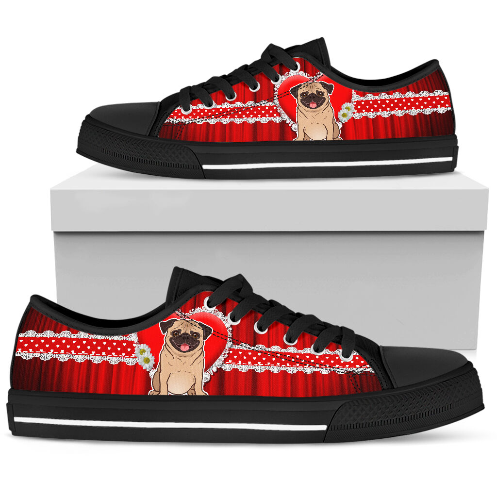 Pug Ribbon - Low Top Shoe - Love Love Top Shoes