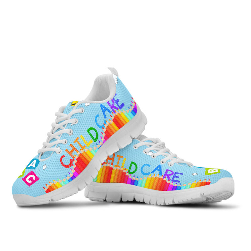 Child Care Abc Blue Sole White Sneakers, Runnin- Love Sneakers