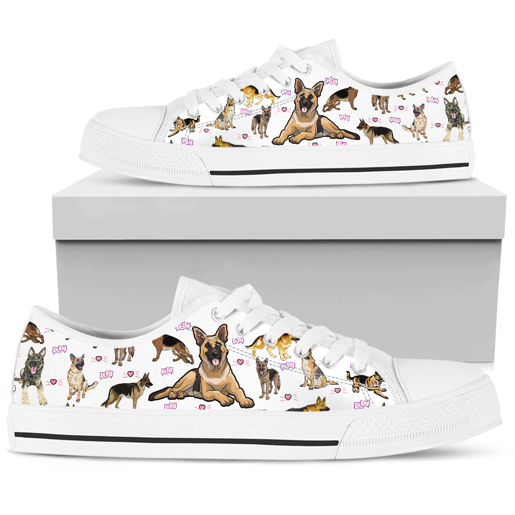 German Shepherd White - Low Top Shoe - Love Love Top Shoes