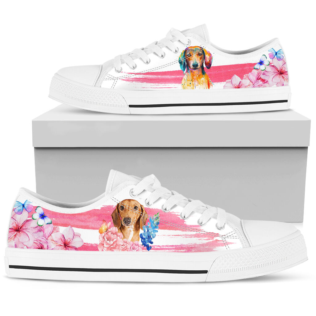 Dachshund Flower Watercolor - Low Top - Da Shoe - Love Love Top Shoes