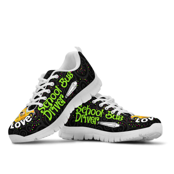 School Bus Driver Love Inspire Black 2 Sneakers, Runni- Love Sneakers