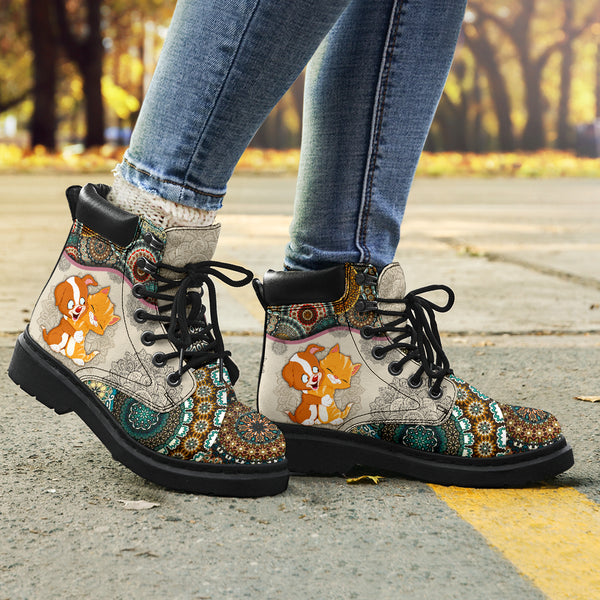 Kittens And Doggie - Vintage Mandala Asboot Sky Kd - Love All Season Boots