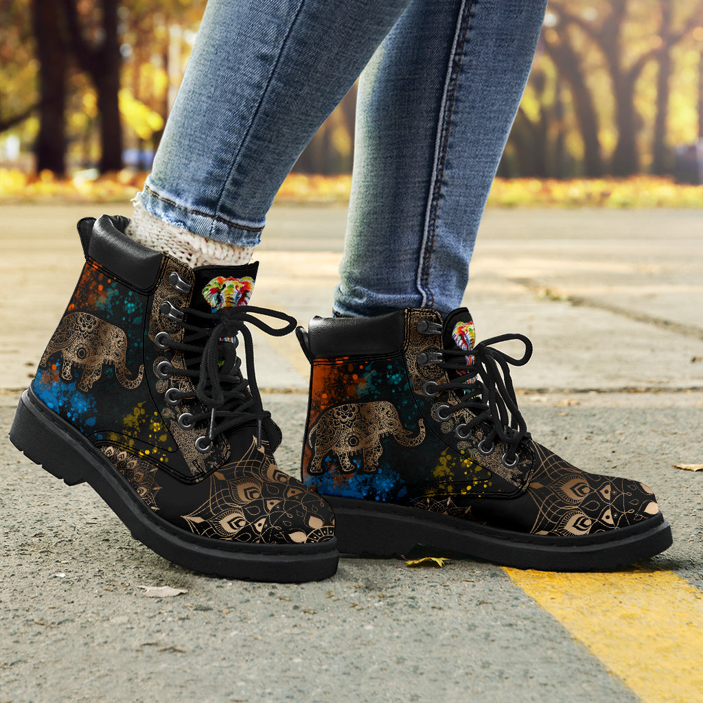 Elephant Henna With Watercolor Asboot - Tl - Love All Season Boots
