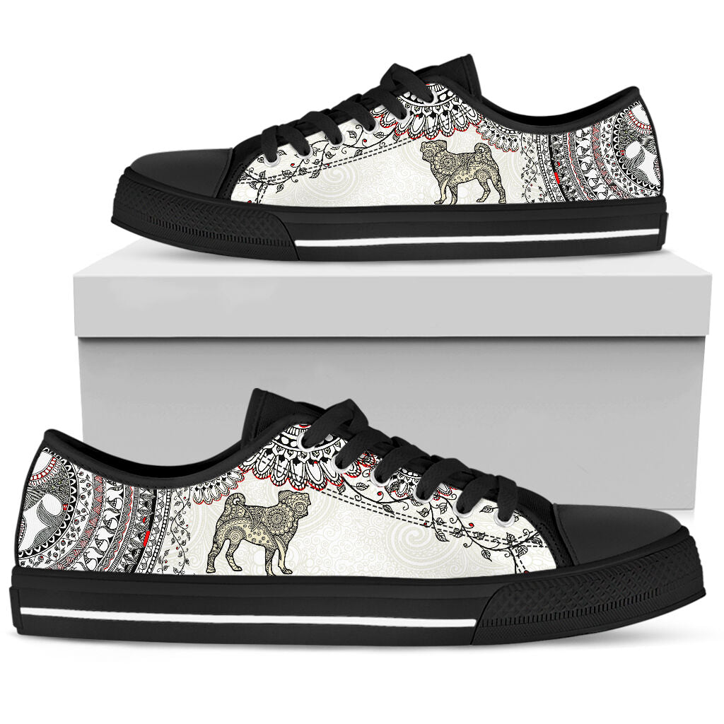 Pug Mandala Pattern - Low Top Shoe - Love Love Top Shoes