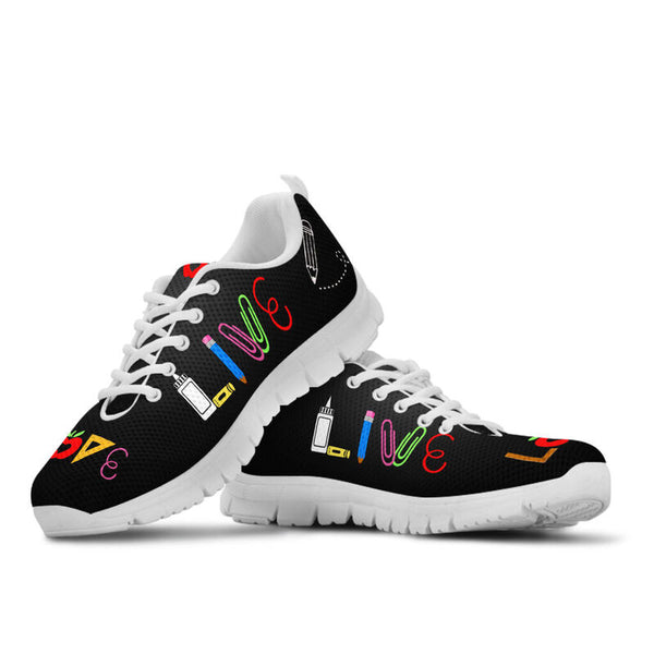 Live Love Teach 2 Sneakers, Running Shoes, Shoes For Women, Shoes For Men, Custom Shoes, L- Love Sneakers