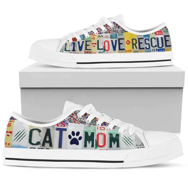 Cat Mom Live Love Rescue License Plates Low Top Shoes