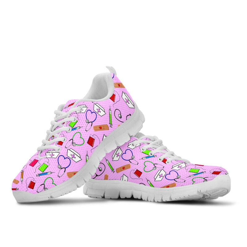 Nurse Pink Sneakers, Running Shoes, Shoes For Women, Shoes For Men, Custom Shoes, L- Love Sneakers