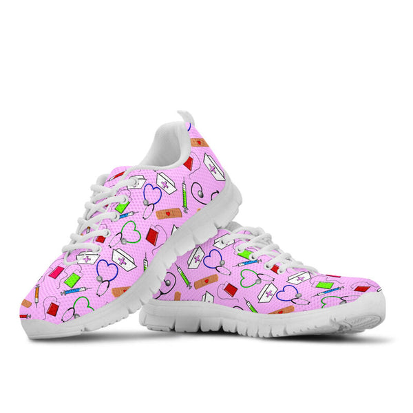 Nurse Pink Sneakers, Running Shoes, Shoes For Women, Shoes For Men, Custom Shoes, L- Love Sneakers