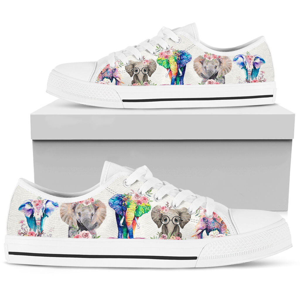 Elephant - Flowers - Low Top Shoe - Love Love Top Shoes