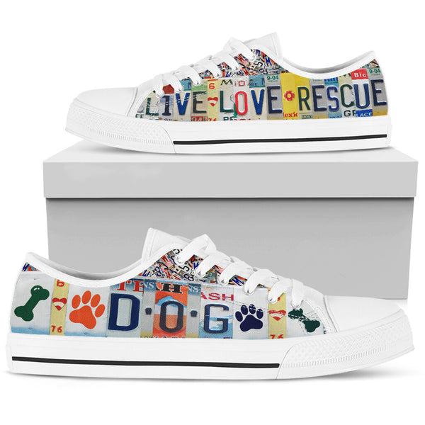 Dog Live Love Rescue License Plates Low Top 2Shoes