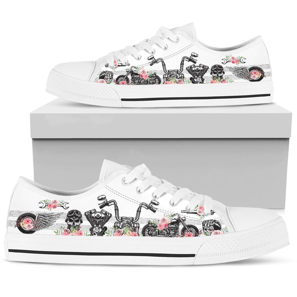 Low Top - Biker - Flower Style Shoe - Love Love Top Shoes