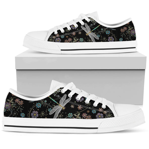 Dragonfly Flower Art Low Top  Shoes