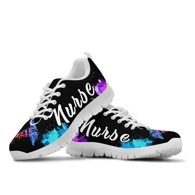 Nurse Heartbeat Watercolors Sneakers, Running Shoes, Shoes For Women, Shoes For Men, Custom - Love Sneakers