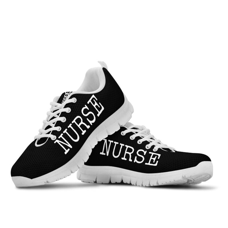 Nurse- Love All Black Sneakers, Running Shoes, Shoes For Women, Shoes For Men, Custom Shoes,- Love Sneakers